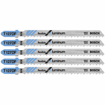 Bosch T127DF 5 pc. 4 In. 8 TPI Flexible for Aluminum T-Shank Jig Saw Blades
