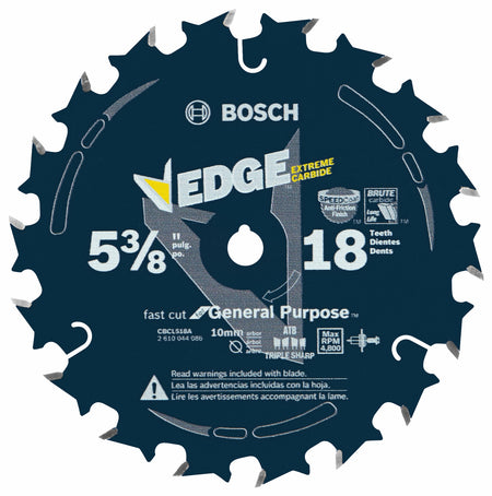 Bosch CBCL518A 5-3/8 In. 18 Tooth Edge Circular Saw Blade for Fast Cuts