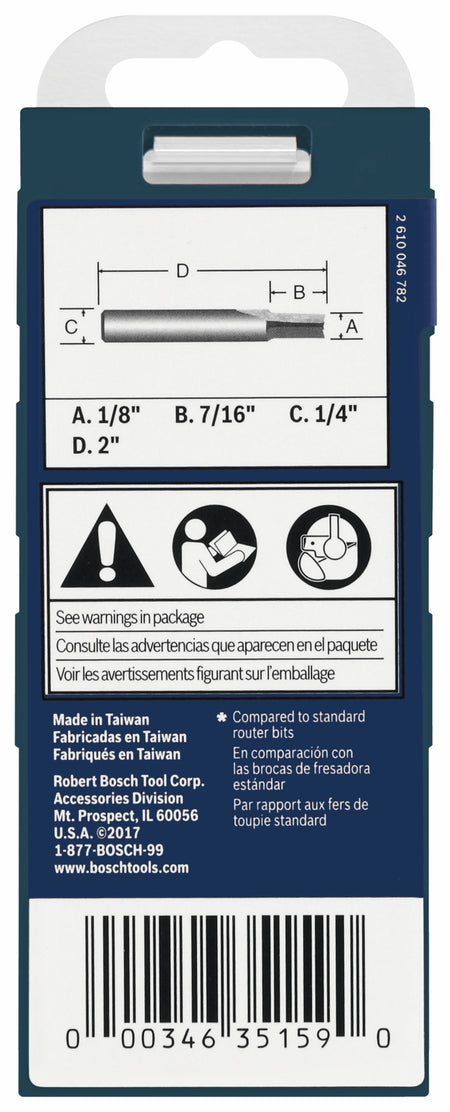 Bosch 85213MC 1/8 In. x 1/2 In. Solid Carbide Double-Flute Straight Router Bit