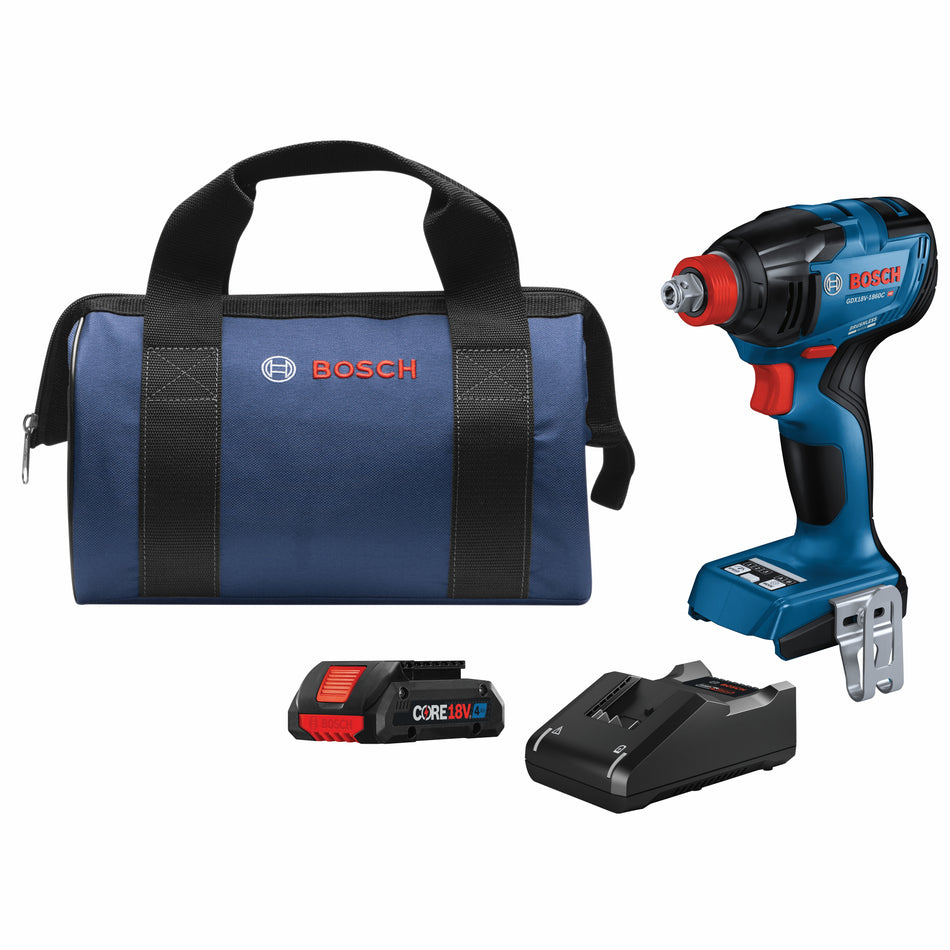 Bosch GDX18V-1860CB15 18V Connected-Ready Two-In-One 1/4 In. and 1/2 In. Bit/Socket Impact Driver/Wrench Kit with (1) CO