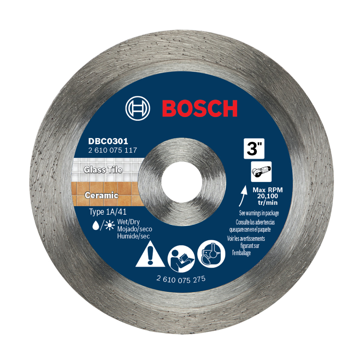 Bosch DBC0301 3 In. Continuous Rim Diamond Wheel for Precise Cuts
