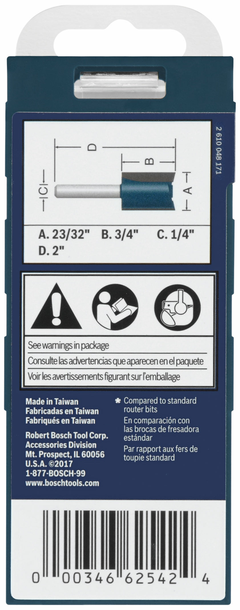 Bosch 84602MC 23/32 In. x 3/4 In. Carbide-Tipped Plywood Mortising Router Bit