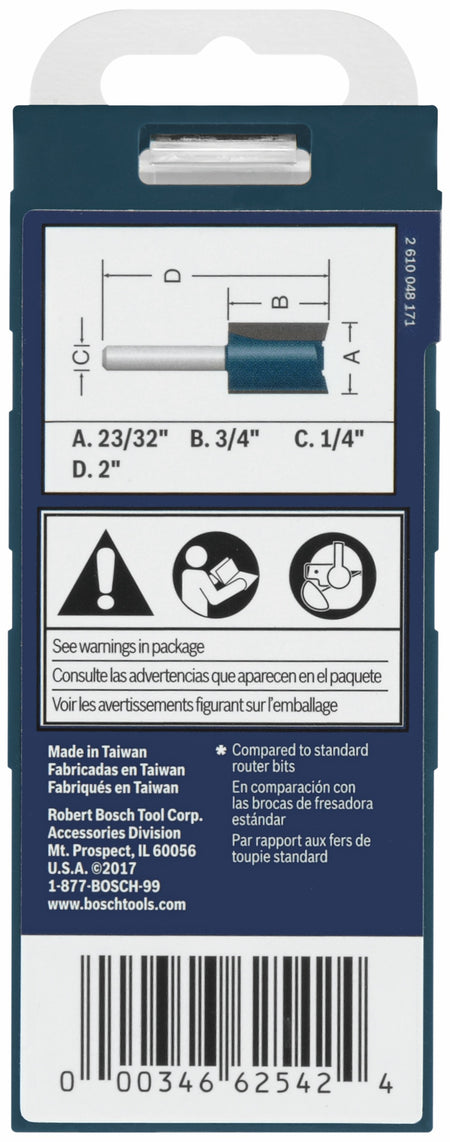 Bosch 84602MC 23/32 In. x 3/4 In. Carbide-Tipped Plywood Mortising Router Bit