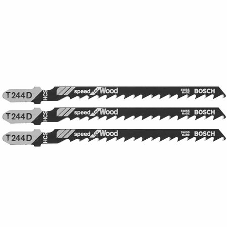 Bosch T244D3 3 pc. 4 In. 6 TPI Speed for Wood T-Shank Jig Saw Blades