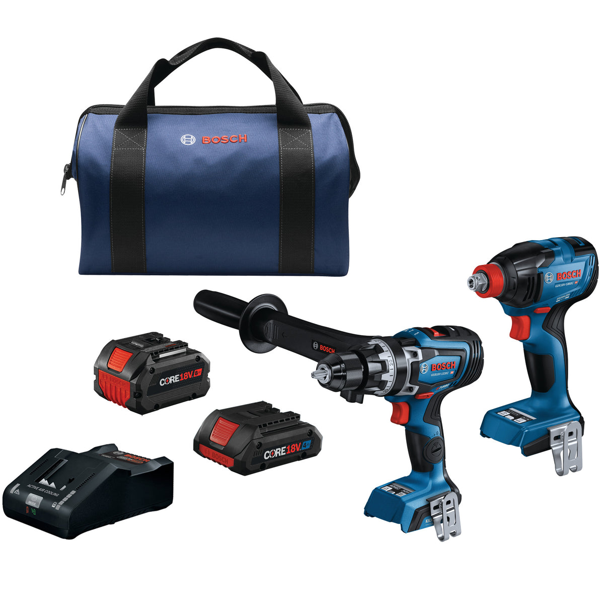 Bosch GXL18V-260B26 18V 2-Tool Combo Kit with Connected-Ready 1/2 In. Hammer Drill/Driver, Connected-Ready Two-In-One 1/