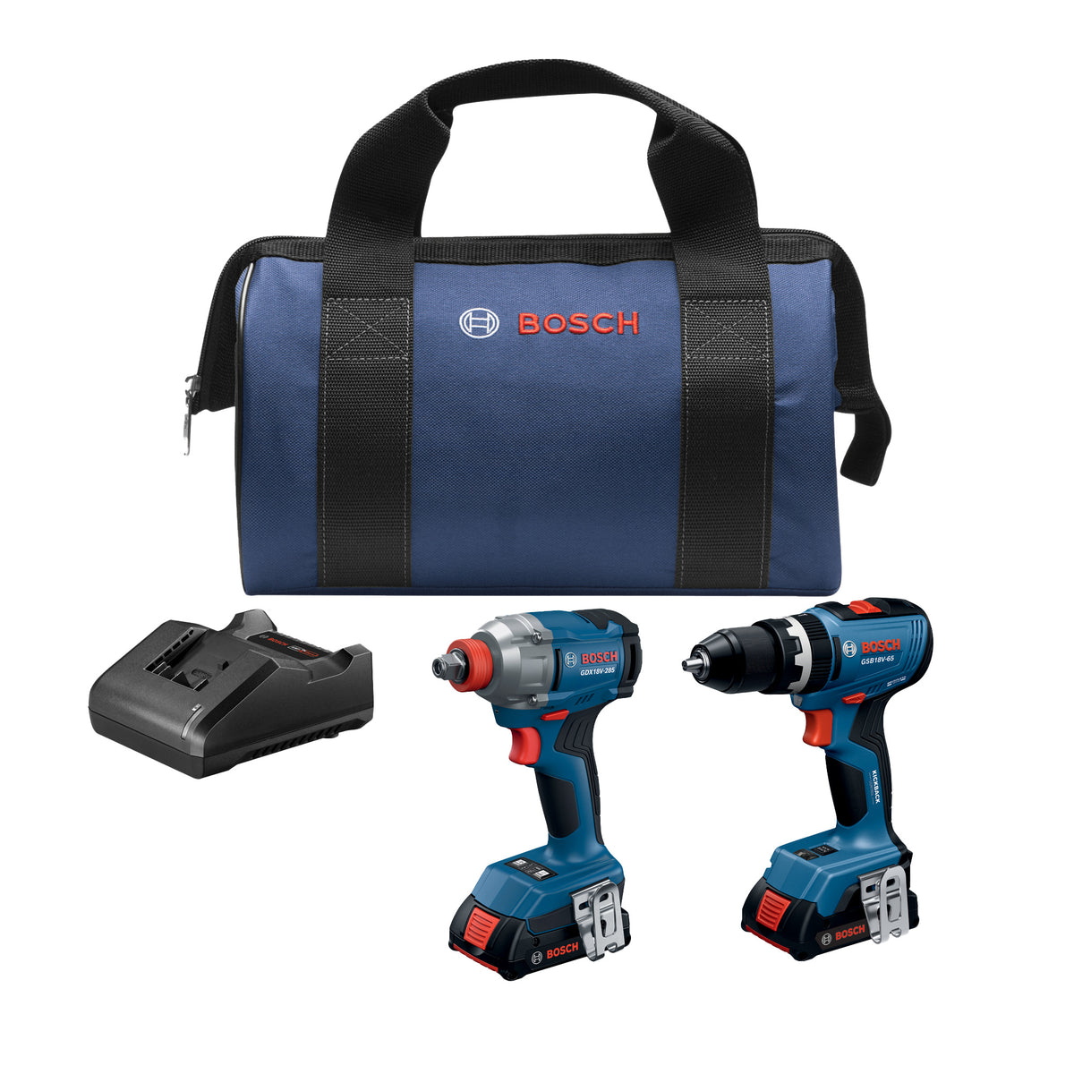 Bosch GXL18V-241B22 18V 2-Tool Combo Kit with 1/2 In. Hammer Drill/Driver, Two-In-One 1/4 In. and 1/2 In. Bit/Socket Imp