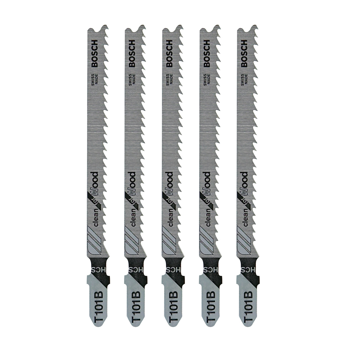 Bosch T101B 5 pc. 4 In. 10 TPI Variable Pitch Clean for Wood T-Shank Jig Saw Blades