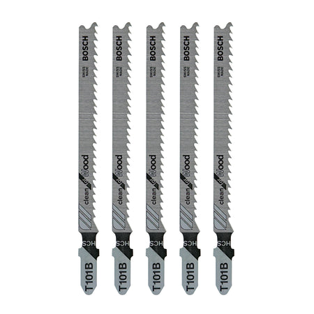 Bosch T101B 5 pc. 4 In. 10 TPI Variable Pitch Clean for Wood T-Shank Jig Saw Blades