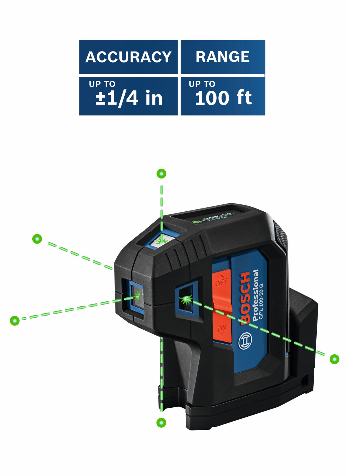 Bosch GPL100-50G Green-Beam Five-Point Self-Leveling Alignment Laser