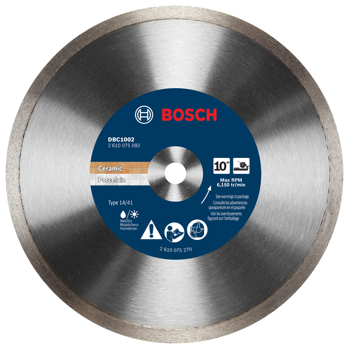 Bosch DBC1002 10 In. Premium Continuous Rim Diamond Wheel for Precise Cuts