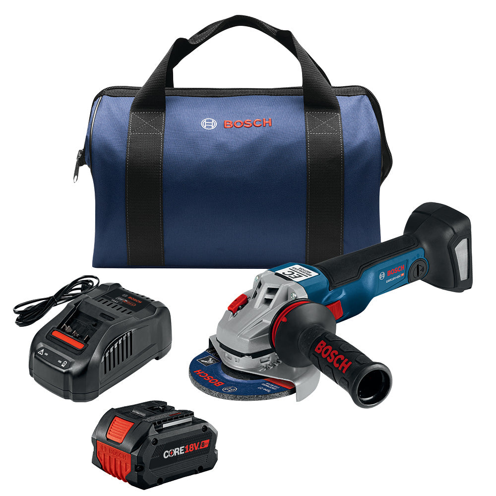 Bosch GWS18V-10B14 18V Brushless 4-1/2 – 5 In. Angle Grinder Kit with (1) CORE18V® 8 Ah High Power Battery