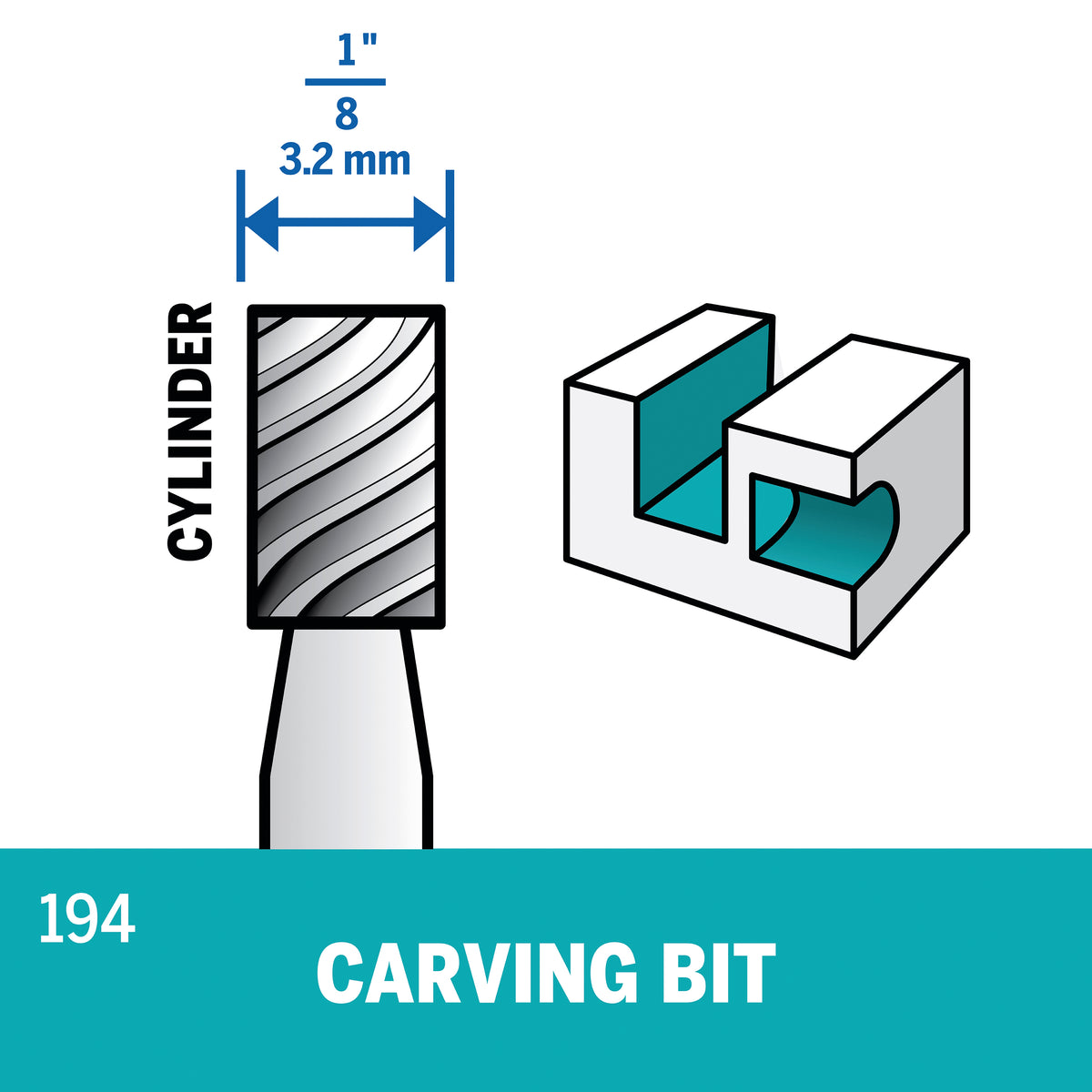 Dremel 194 1/8 In. (3.2 mm) Carving Bit