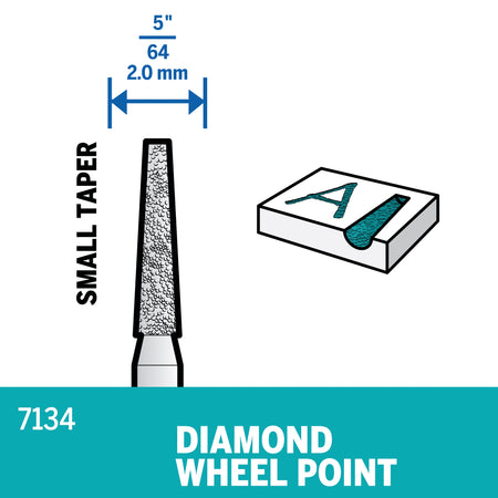 Dremel 7134 5/64 In. Diamond Coated Wheel Point
