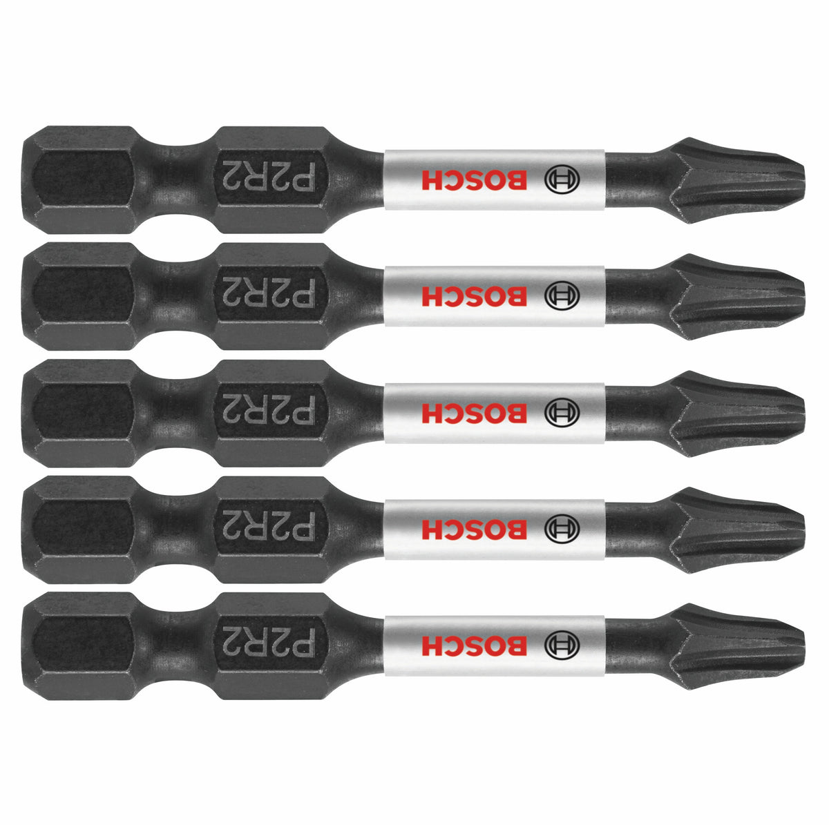 Bosch ITP2R2205 5 pc. Impact Tough™ 2 In. Phillips®/Square #2 Power Bits