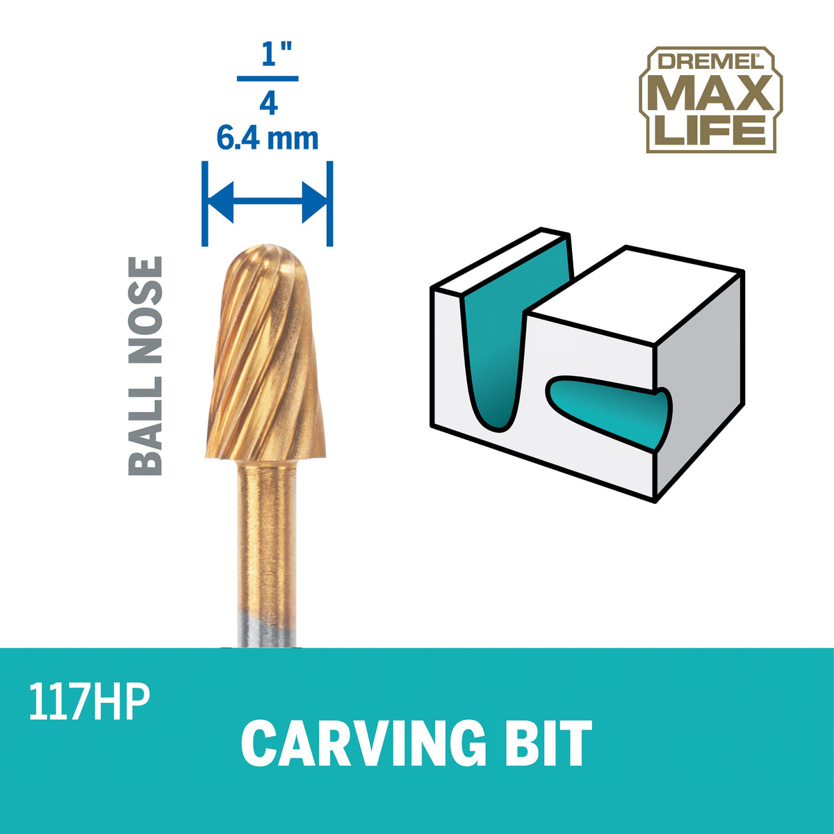 Dremel 117HP Max Life 1/4" (6.4mm) High Performance Rotary Carving Bit 2-Pack