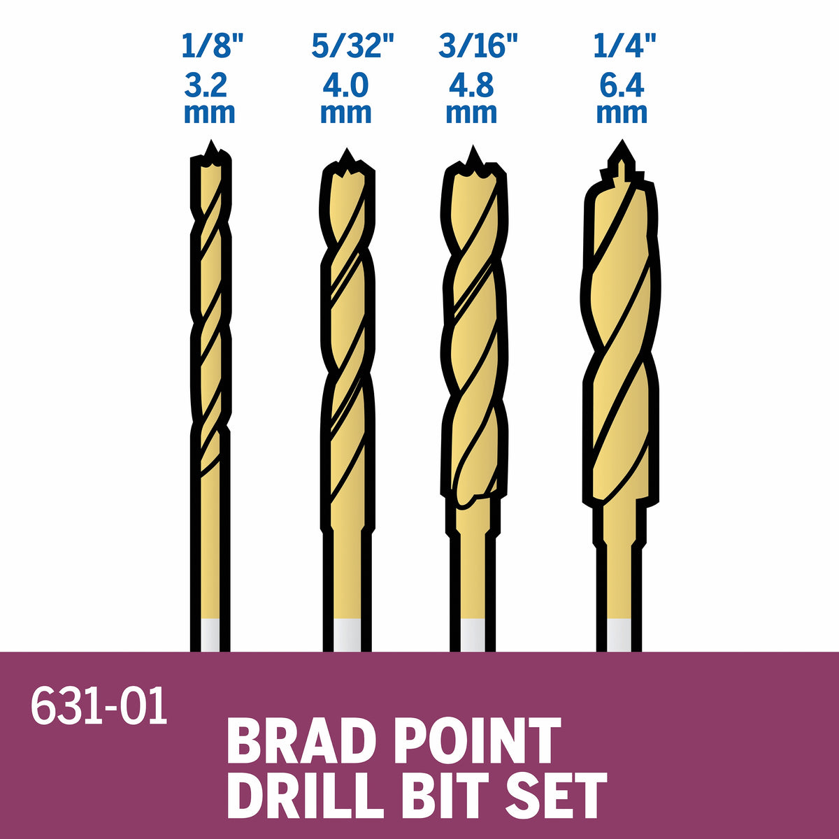Dremel 631 4 pc. Brad Point Drill Bit Set