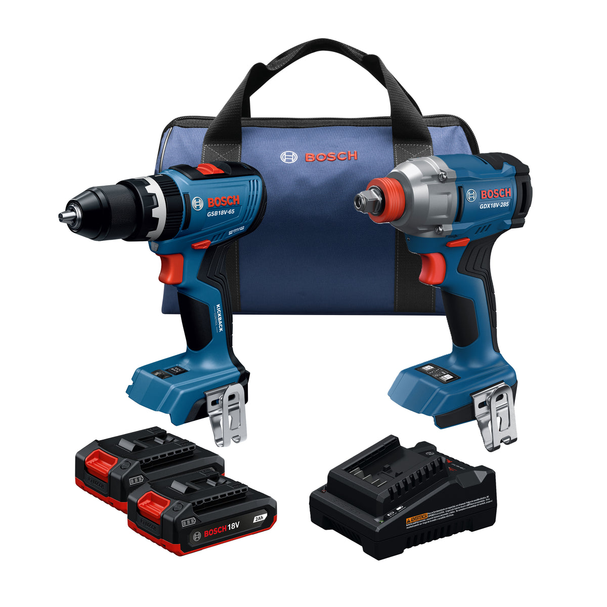 Bosch GXL18V-28B22 18V 2-Tool Combo Kit with Drill/Driver, Two-In-One Impact Driver/Wrench, (2) 2 Ah Batteries and Charg
