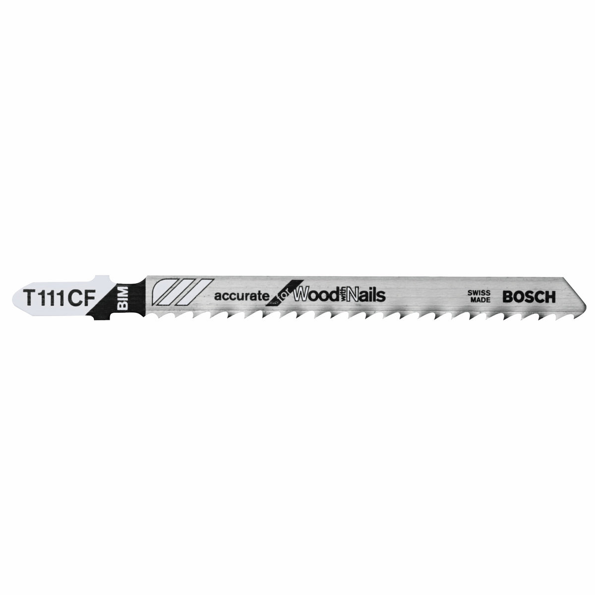 Bosch T111CF 5 pc. 4 In. 8 TPI Accurate for Wood with Nails T-Shank Jig Saw Blades