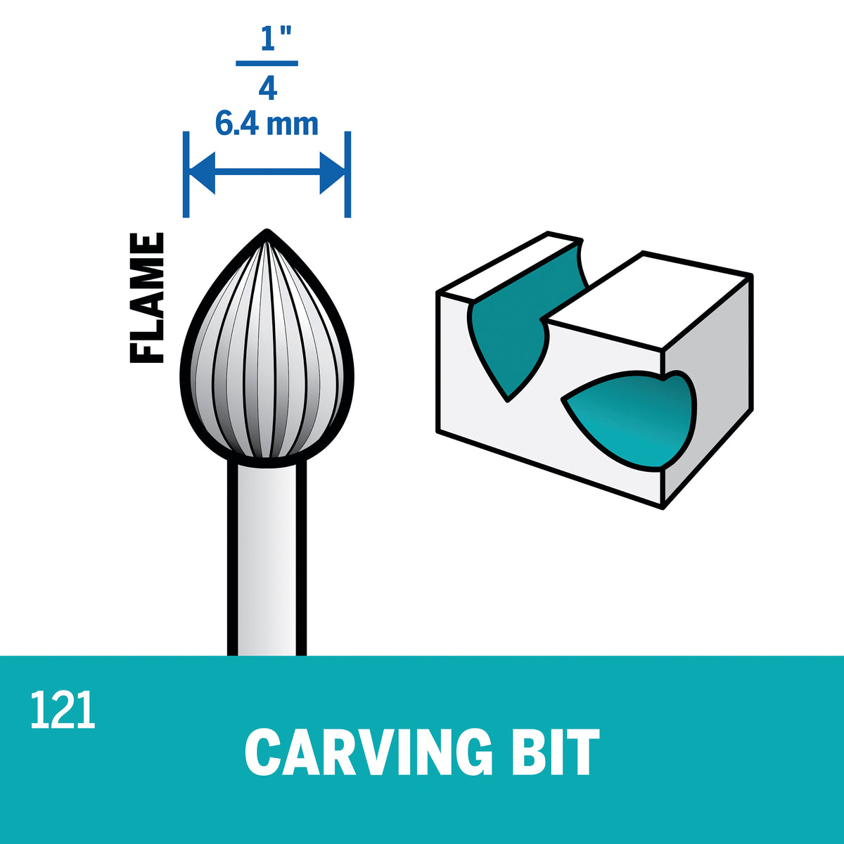 Dremel 121 1/4 In. (6.4 mm) Carving Bit