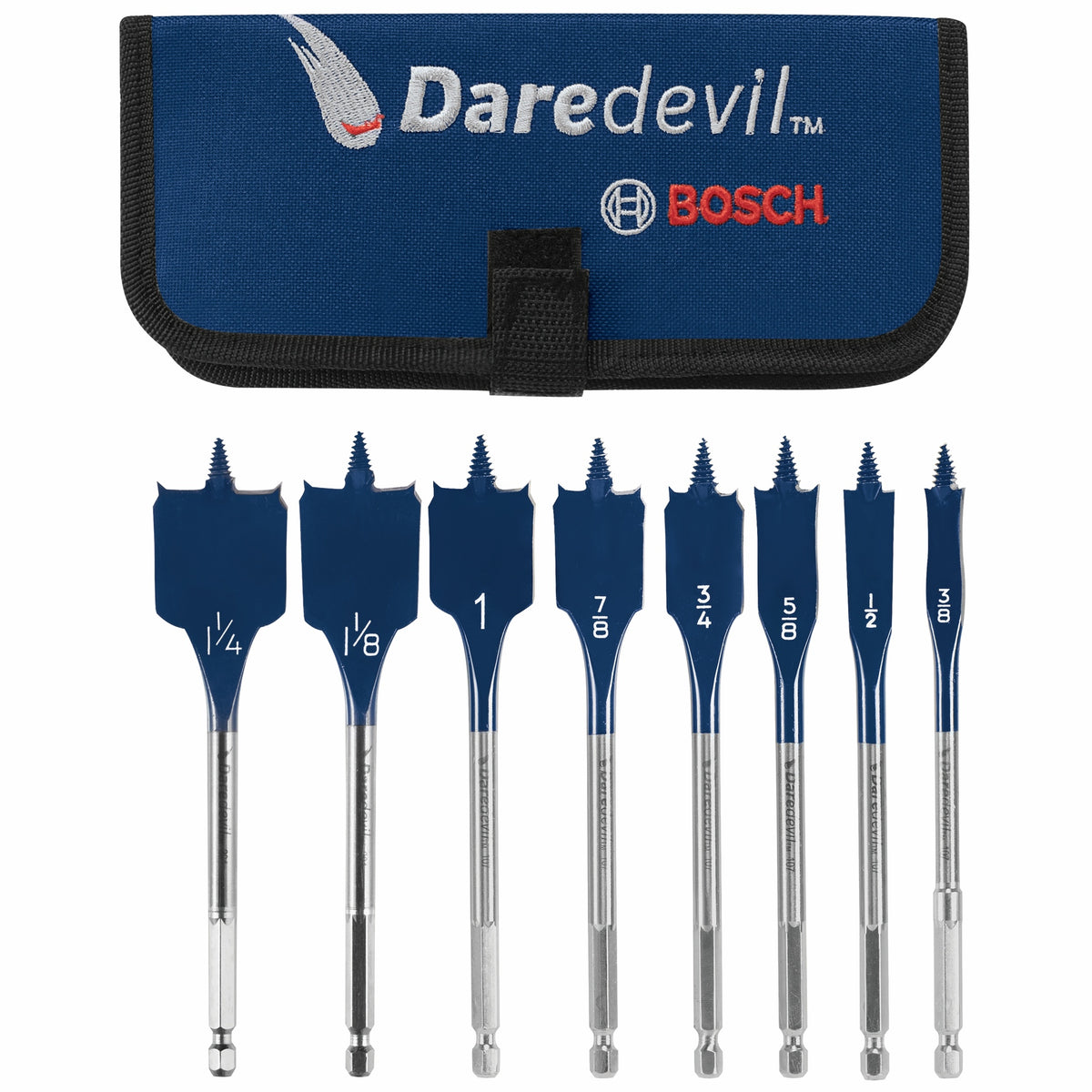 Bosch DSB5008P 8 pc. Daredevil® Standard Spade Bit Set with Pouch