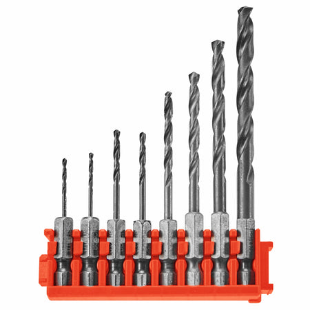 Bosch ITDDV08C 8 pc. Driven Impact Black Oxide Drill Bits with Clip for Custom Case System