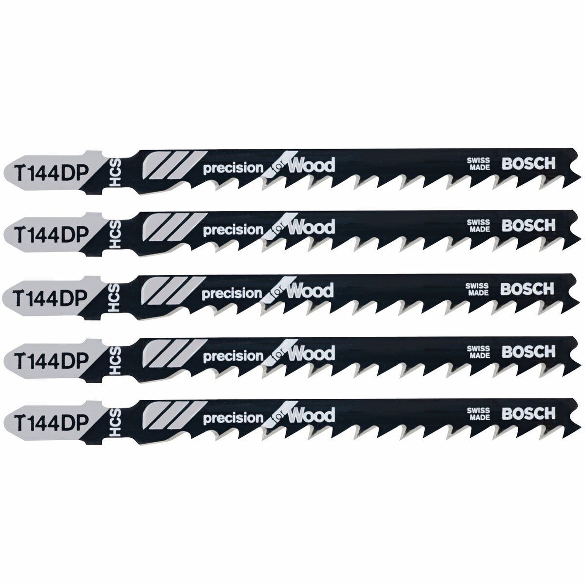 Bosch T144DP 5 pc. 4 In. 6 TPI Precision for Wood T-Shank Jig Saw Blades