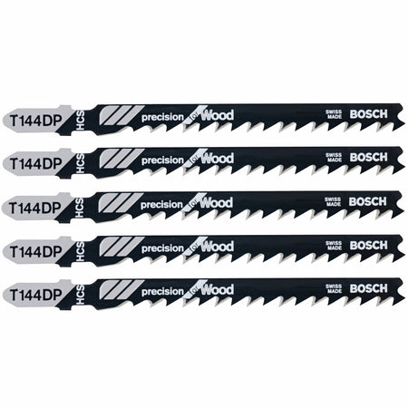 Bosch T144DP 5 pc. 4 In. 6 TPI Precision for Wood T-Shank Jig Saw Blades