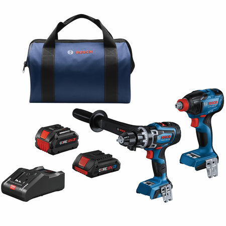 Bosch GXL18V-260B26 18V 2-Tool Combo Kit with Connected-Ready 1/2 In. Hammer Drill/Driver, Connected-Ready Two-In-One 1/