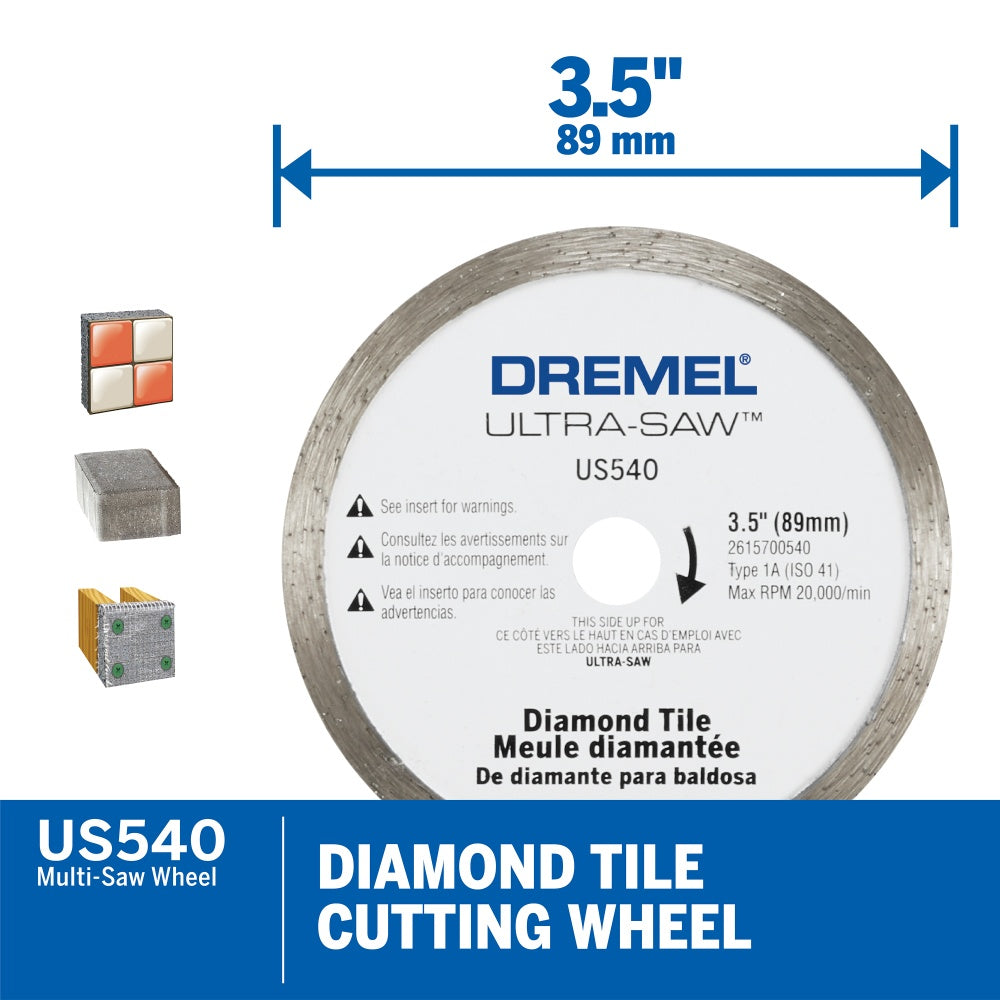 Dremel US540-01 Ultra-Saw 3.5 In. Diamond Coated Tile Cutting Wheel