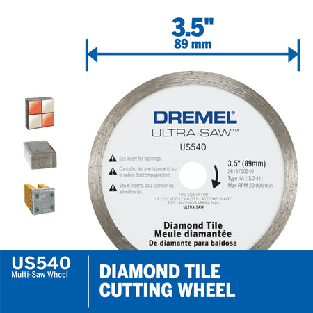 Dremel US540-01 Ultra-Saw 3.5 In. Diamond Coated Tile Cutting Wheel