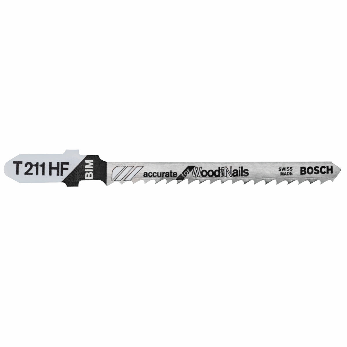 Bosch T211HF 5 pc. 3 In. 10 TPI Accurate for Wood with Nails T-Shank Jig Saw Blades