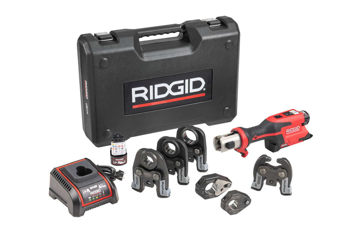 RIDGID 78228 RP 251 Press Tool Battery Kit (1/2"-1") MegaPress Jaws and (1/2"-3/4") Rings with C1 Actuator