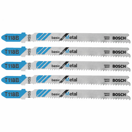 Bosch T118B 5 pc. 3-5/8 In. 11-14 TPI Basic for Metal T-Shank Jig Saw Blades