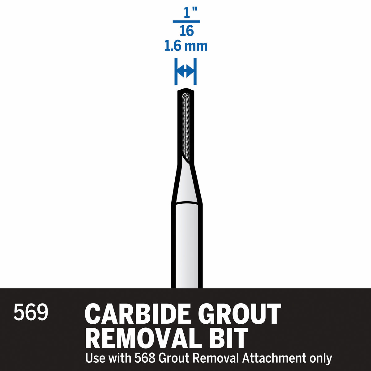 Dremel 569 1/16 In. Grout Removal Bit
