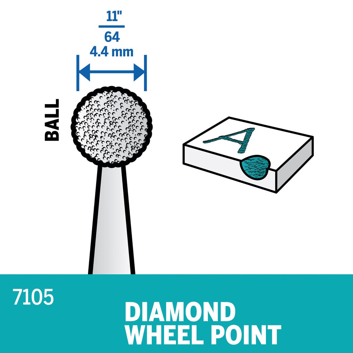 Dremel 7105 11/64 In. (4.4 Mm) Diamond Coated Wheel Point