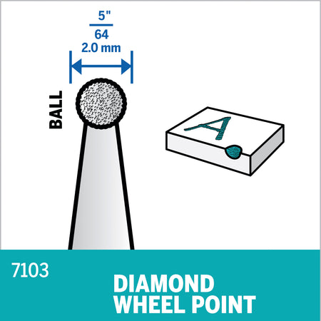 Dremel 7103 5/64 In. (2.0 Mm) Diamond Coated Wheel Point
