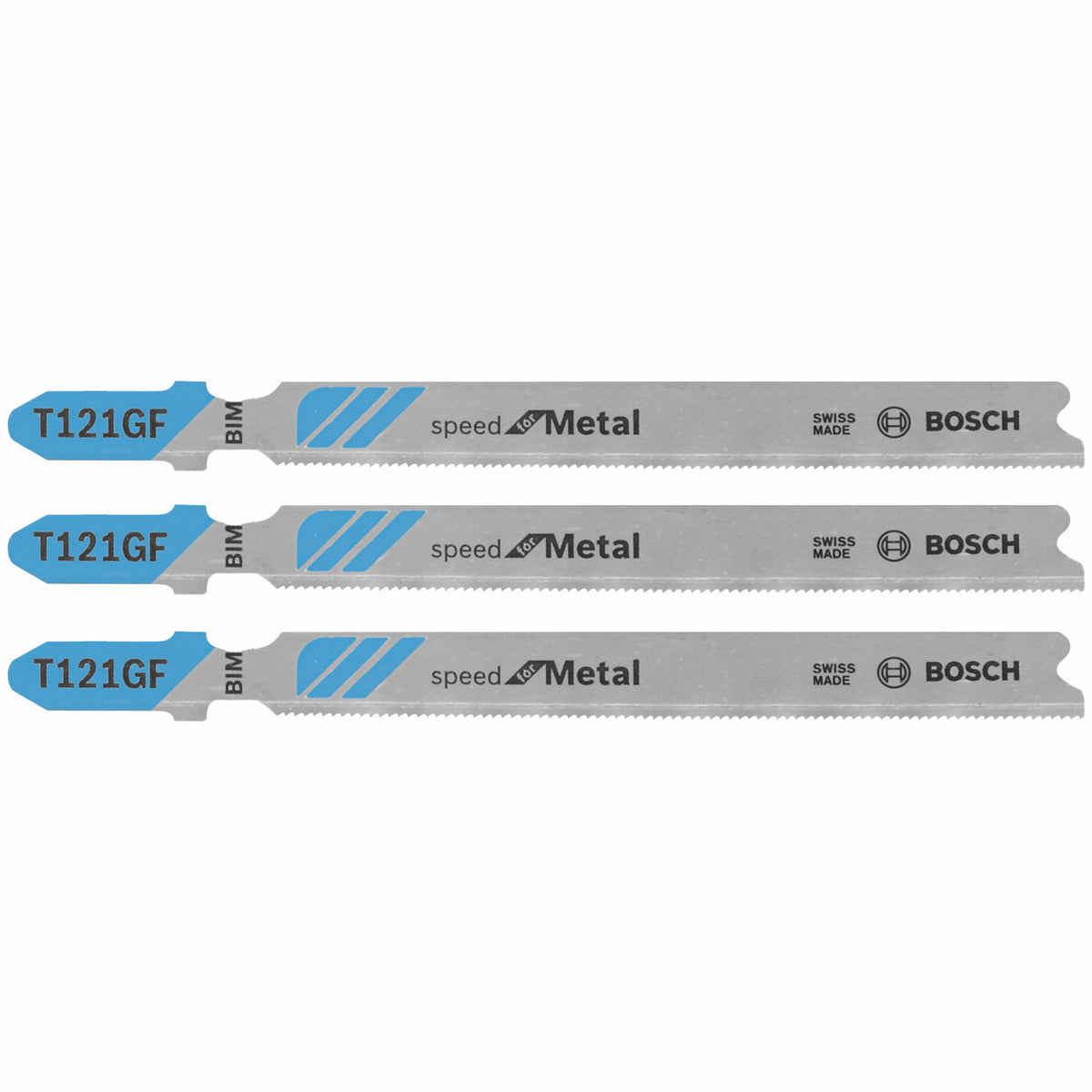 Bosch T121GF3 3 pc. 3-5/8 In. 30 TPI Speed for Metal T-Shank Jig Saw Blades