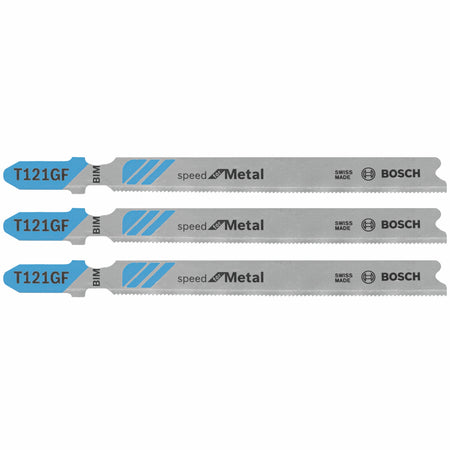 Bosch T121GF3 3 pc. 3-5/8 In. 30 TPI Speed for Metal T-Shank Jig Saw Blades