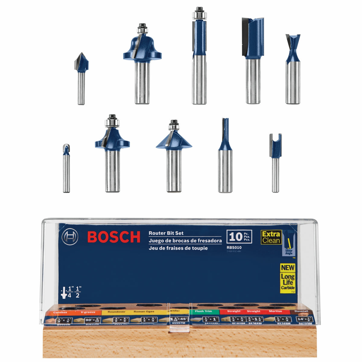 Bosch RBS010 10 pc. All-Purpose Router Bit Set