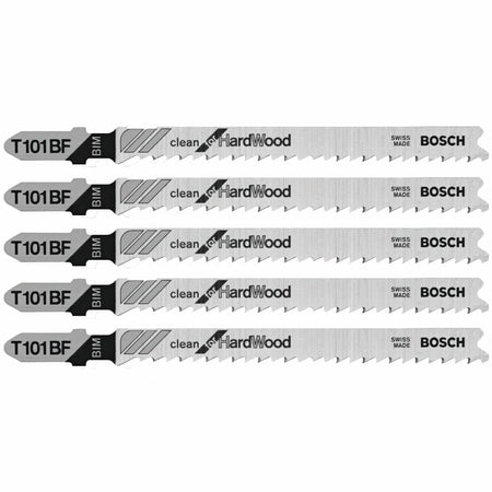 Bosch T101BF 5 pc. 4 In. 10 TPI Variable Pitch Clean for Hardwood T-Shank Jig Saw Blades
