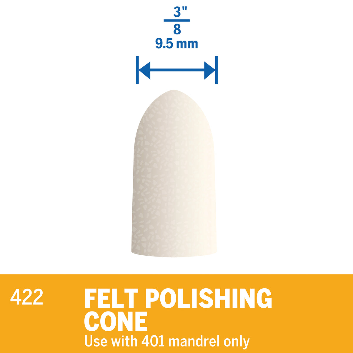 Dremel 422 3/8 In. (9.5 mm) Felt Polishing Cone