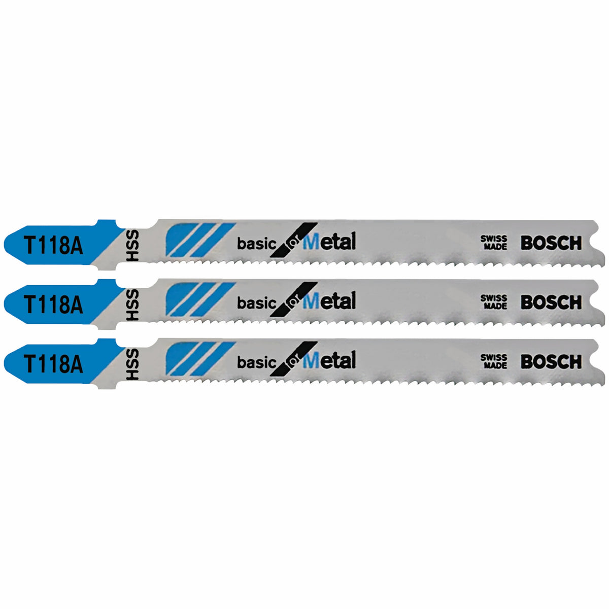 Bosch T118A3 3 pc. 3-5/8 In. 17-24 TPI Basic for Metal T-Shank Jig Saw Blades