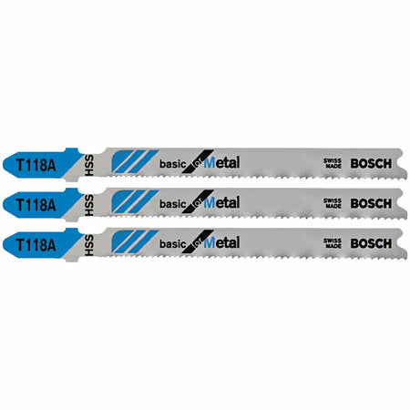 Bosch T118A3 3 pc. 3-5/8 In. 17-24 TPI Basic for Metal T-Shank Jig Saw Blades