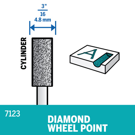 Dremel 7123 3/16 In. (4.8 Mm) Diamond Coated Wheel Point