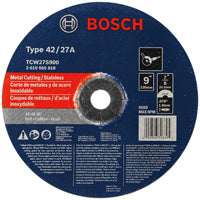 Bosch TCW27S900 9 In. 5/64 In. 7/8 In. Arbor Type 27A (ISO 42) 46 Grit Rapido™ Fast Metal/Stainless Cutting Abrasive Whe