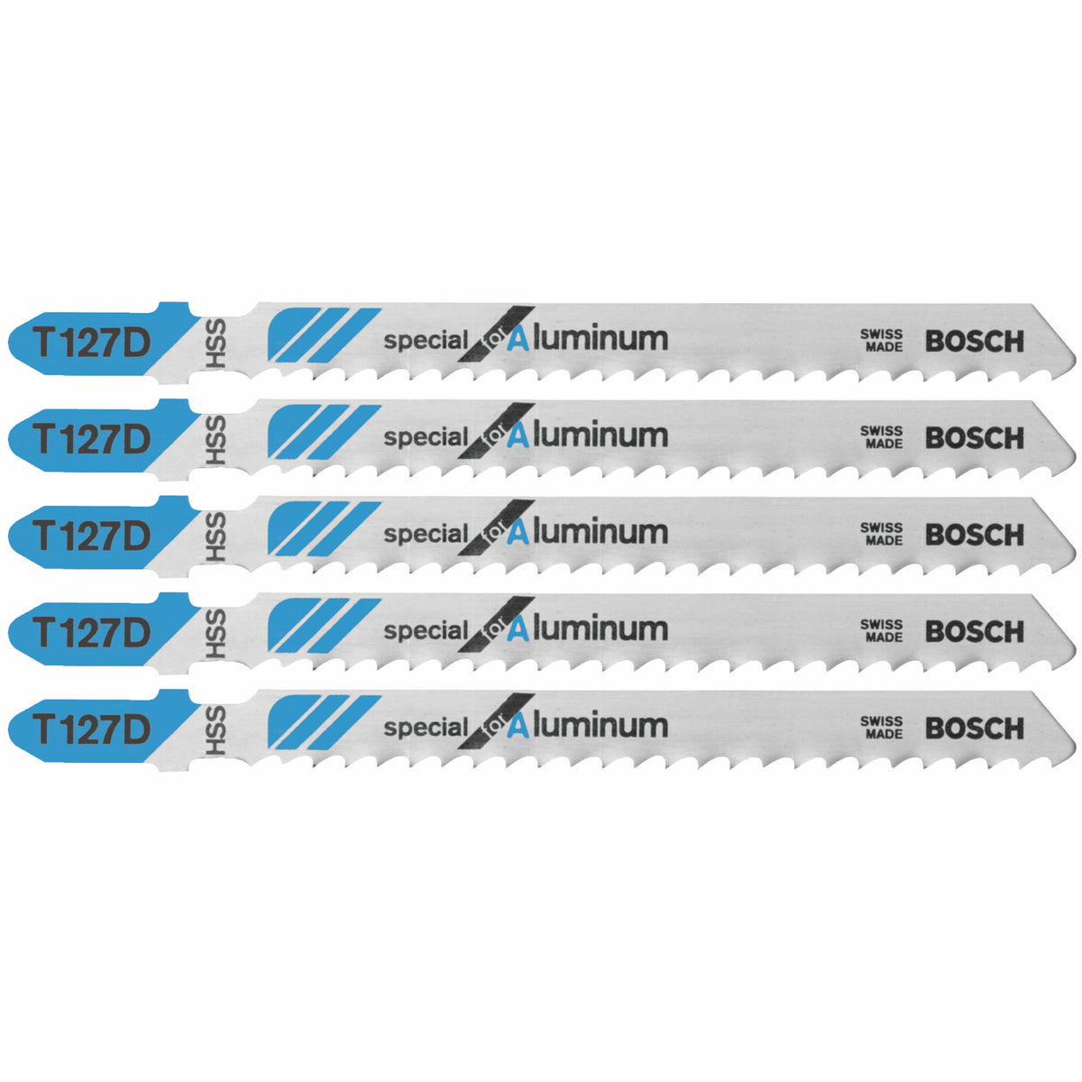 Bosch T127D 5 pc. 4 In. 8 TPI Special for Aluminum T-Shank Jig Saw Blades