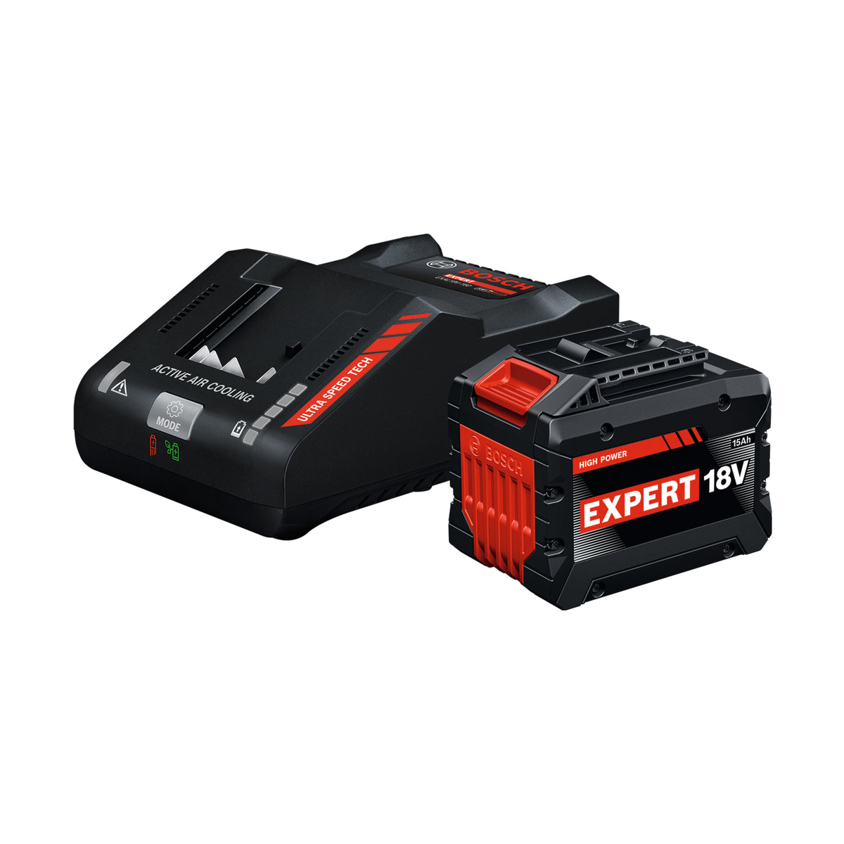 Bosch GXS18V-28N115X 18V Starter Kit with (1) EXPERT 18V 15 Ah High Power Battery and (1) EXPERT 18V Non-Connected Lithi