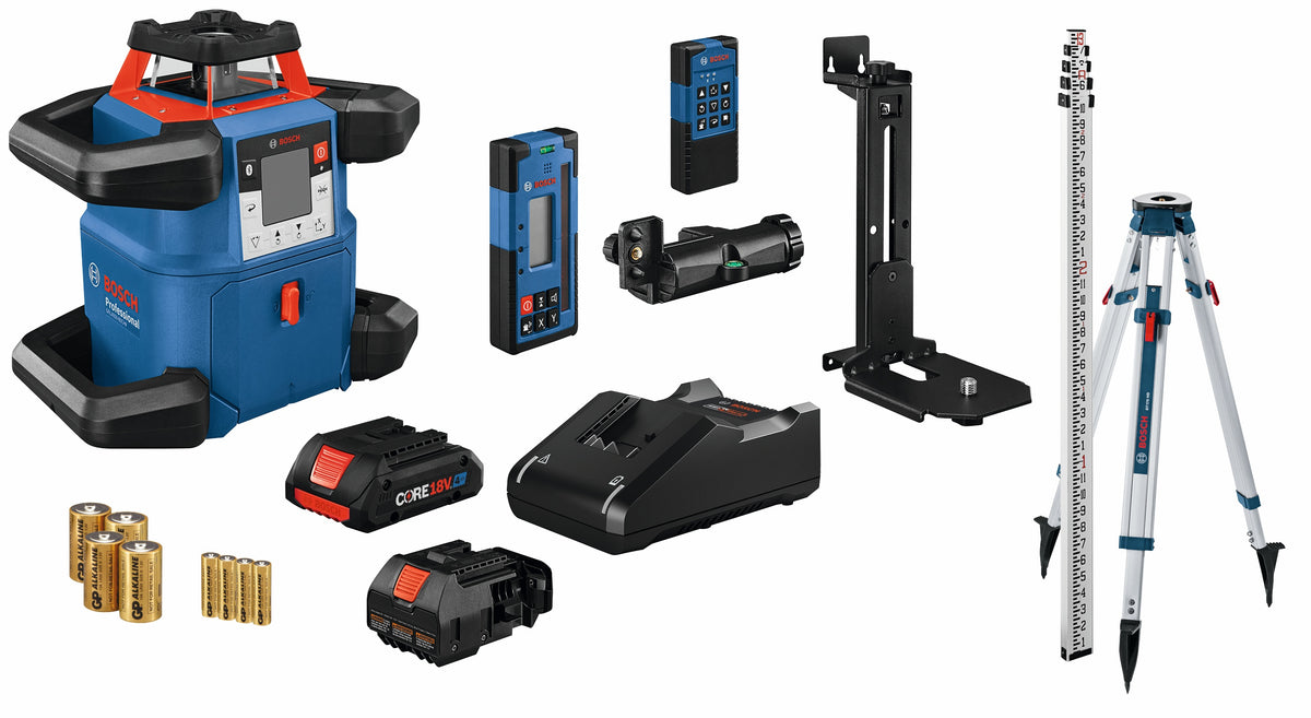 Bosch GRL4000-80CHVK 18V REVOLVE4000 Connected Self-Leveling Horizontal/Vertical Rotary Laser Kit with (1) CORE18V® 4 Ah