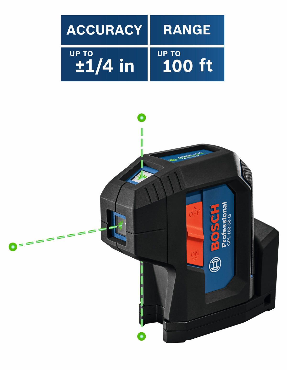 Bosch GPL100-30G Green-Beam Three-Point Self-Leveling Alignment Laser