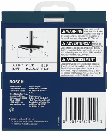 Bosch 85637MC 2-3/4 In. x 5/8 In. Carbide-Tipped Traditional Raised Panel Router Bit